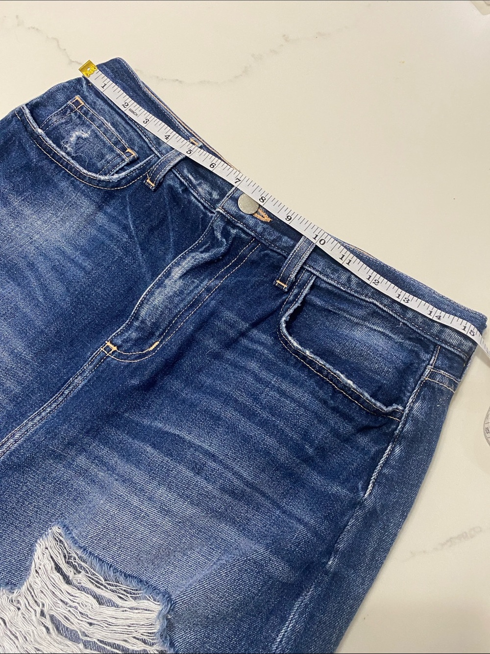 L'AGENCE Dark Blue Distressed Denim Mini Skirt SZ 28/6/Medium - Picture 5 of 6